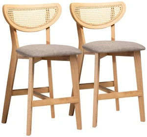 Dannell 24" Natural Oak Wood Counter Stools Set of 2 - Picture 1 of 1