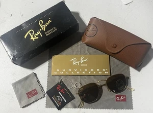 Ray Ban Vintage Sonnenbrille Survivors Diamond Hard W1910 B-15 Gold Hexagon Schön! - Bild 1 von 15