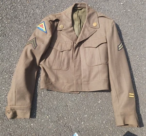 Vintage WWII US Army Eisenhower Jacket 36R Wool Uniform Patch Military 40s 1945 - Picture 1 of 16