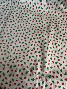 Vintage 1980er weiß Weihnachten Stoff Bäume Herzen Landhaus 1 Y Baumwolle Quilt - Bild 1 von 2