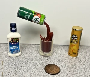 Lot of 3 Mini Brands Food -Gold Pringles / Kraft Ranch / Pouring V8 (10-1) - Picture 1 of 2
