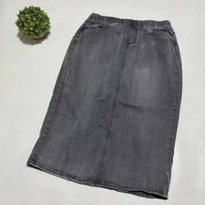 Christopher Banks Long Modest Denim Jean Gray Stretch Waist Pull On Midi Skirt 6 - Picture 1 of 5
