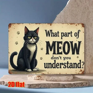 Naughty Funny Black Cat Plaque Wall Art Ornament Indoor Outdoor Metal Sign Meow - Picture 1 of 3