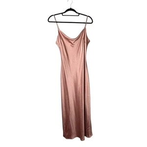 Abito Maxi Slip Express M Rosa Chiaro Cappuccio 2 Spacchi Y2K Fairy Beach Resort Vacanze - Foto 1 di 8