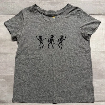 C&C Baby Tee Flocked Skeltons Graphic T-shirt Size XS Vintage Grey Vintage Y2k - Image 1 of 4
