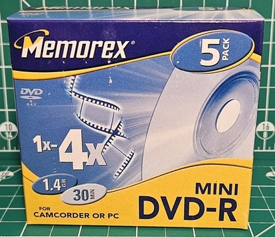 Memorex Mini Dvd-R - 1.4Gb - 30Min For Camcorder/Pc 5 In A Pack Jewel Case - Image 1 of 2