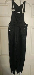 Vintage 90s Moda intl Satin Overalls Small Black - Picture 1 of 6