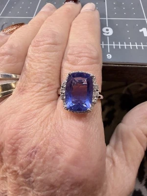 925 SS DE COLECCIÓN 7.25 CTRW QVC ALARGADO CORTE COJÍN FLUORITA BLANCO CIRCÓN HALO Lote Z Foto 1 de 4