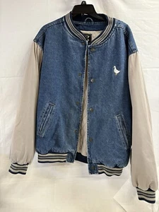 Vintage Mid 90s Gear For Sports Denim Varsity Jacket Embroidered Goose Size L - Picture 1 of 24