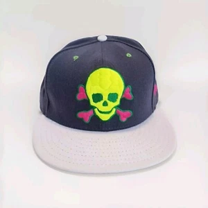 New Era 59 Fifty Fresh To Death Embroidery Hat Skull Sz 7-3/4 Gray/White Cap - Picture 1 of 7