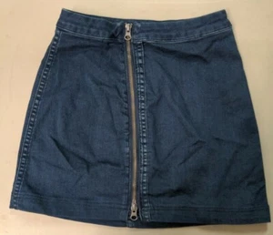 Free People Skirt Womens 2 Mini Front Zipper Blue Jean Denim - Picture 1 of 6