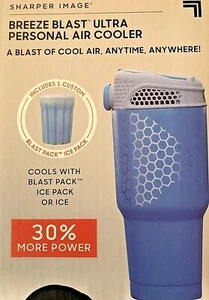 BREEZE BLAST 30% more power Sharper Image Personal AIR Cooler incl ICE PACK BLUE - Picture 1 of 5