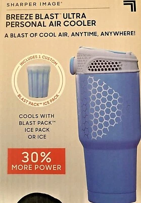 BREEZE BLAST 30% more power Sharper Image Personal AIR Cooler incl ICE PACK BLUE - Image 1 of 4