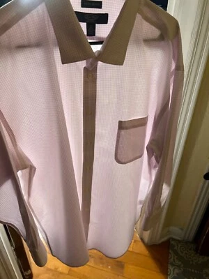 Camisa de vestir Pronto Uomo para hombre talla 18 32/33 a rayas sin hierro rosa/blanco pequeña a cuadros Foto 1 de 4