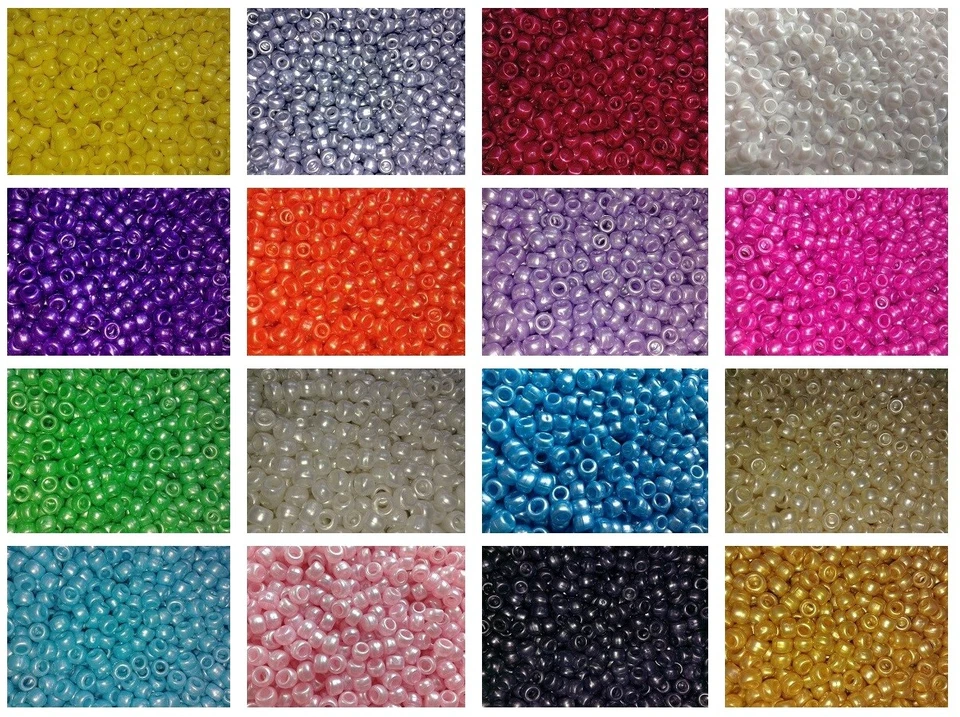 SALE 🌟 3 for 2 🌟 100 Pearl Pony Beads 9x6mm Barrel Shape - Single Colours - Image 1 of 1