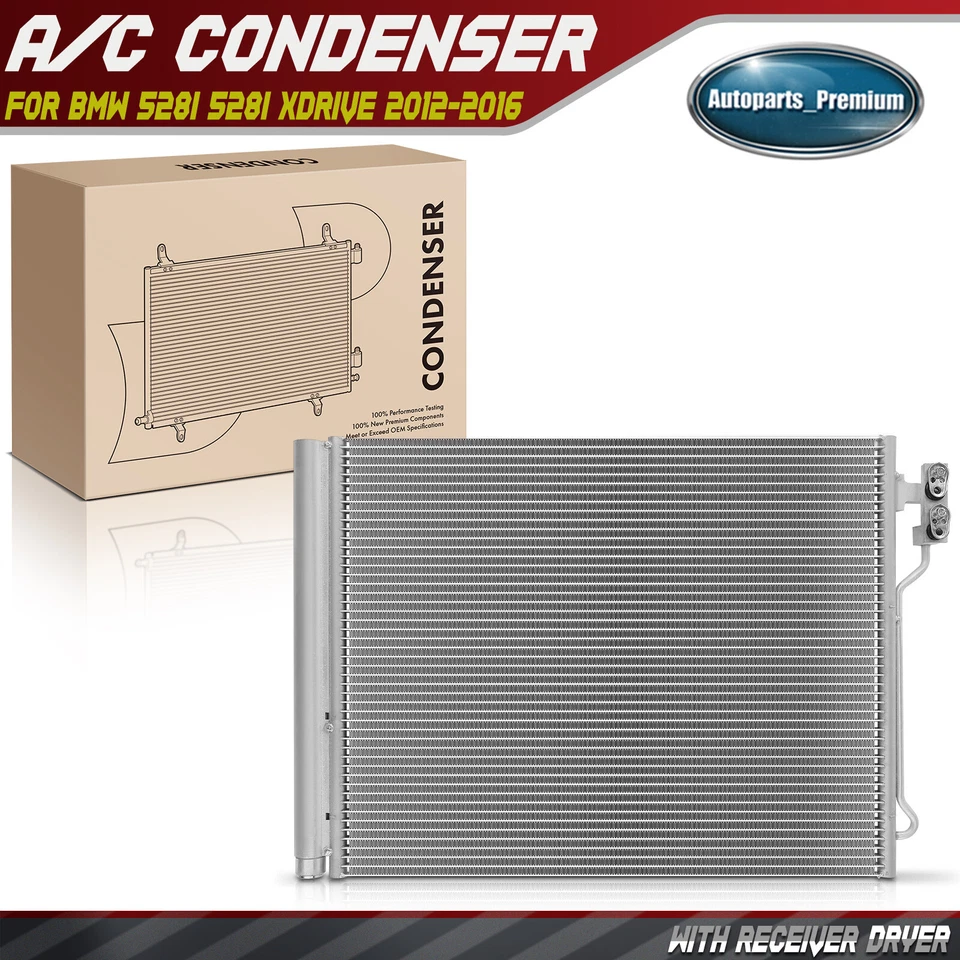 AC Condenser w/ Receiver Drier for BMW 528i 528i xDrive 2012 2013 2014 2015 2016 - Image 1 of 4
