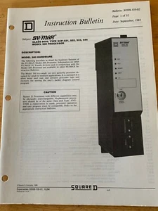 Square D, Instruction Bulletin Sy/Max Class 8020, 30598-105-02 - Picture 1 of 5