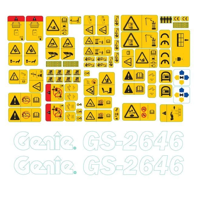 LIFTBAY Aufkleber Kit passt Genie-2646 Scherenlift TÜV-Aufkleber