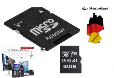 Micro SD Speicherkarte 256/128/64GB mit Adapter! Memory Card!  - Bild 1 von 3