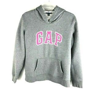 Gap Shirt Womens Medium Hoodie Gray Sweatshirt  Pink-White Logo Graphic