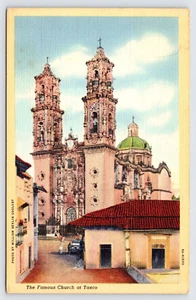 Famous Church At Taxco Santa Prisca Mexico, Vintage Linen Postcard c1943 P5 - Picture 1 of 2