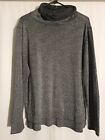 Peruvian Connection-Gray Silver Long Sleeve Cowl Neck Fine Knit Top-LARGE