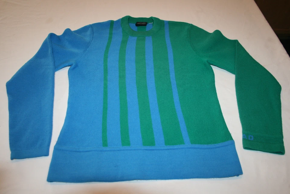 Tyrolia Head USA Vtg Retro Neon Wool Blend Ski Sweater Pullover Womes S Youth L - Image 1 of 4
