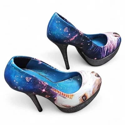 New in Box Abbey Dawn Unicornopia Platform Heels Navy Sz 5 - Image 1 of 4