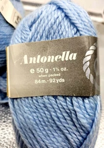 Antonella Light Blue Yarn 7-Skeins 50% Wool & 50% Acrylic Made In Italy - Picture 1 of 8