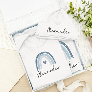 Personalised Blue Rainbow Hamper Clothing Gift Set - Picture 1 of 3