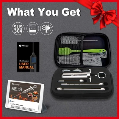 Kit inyector de jeringa de carne de adobo para barbacoa de acero inoxidable Ofargo ENVÍO GRATUITO Foto 1 de 4