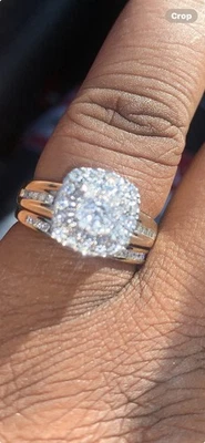 Alianza y alianza de diamantes de 2,5 quilates de oro de 10k. Diamante natural. Talla 7 1/2 Foto 1 de 4