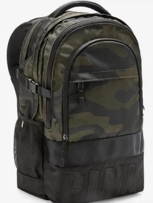 NUEVA MOCHILA UNIVERSITARIA VICTORIA SECRET ROSA GRANDE NEGRA GRIS❤️CAMUFLAJE ¡RARA! Foto 1 de 4