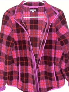 Talbots Multicolor Plaid Check Jacket Small Coat Zip Collar - Picture 1 of 4