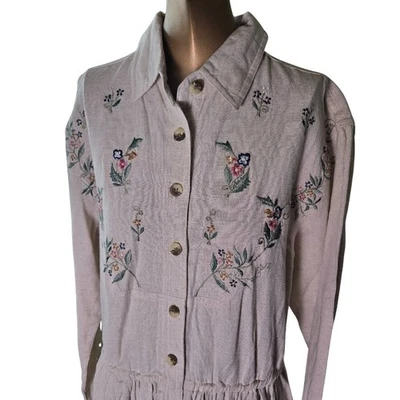 Vestido De Colección Lagenlook Cottagecore Pradera Lino Algodón Bordado Midi Talla 6 Años 80 Foto 1 de 4