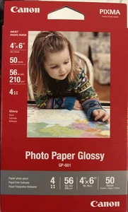 Canon Photo Paper Glossy (GP-601) 4x6/50 sheets per pack *NEW* - Picture 1 of 4