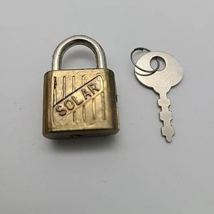 Vintage Small Solar Brass Padlock Lock With Working Key Hong Kong - Picture 1 of 5