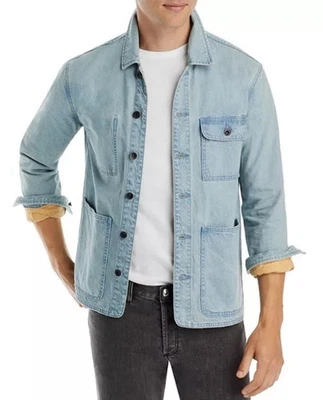 $448 NWT John Varvatos Alleck Chore Coat 46 Linen Jacket Men's M Denim Cotton - Image 1 of 4