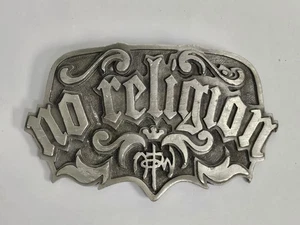 No Religion Matthew 15 Etched Silver Ornate Christian Cross Belt Buckle - Picture 1 of 3