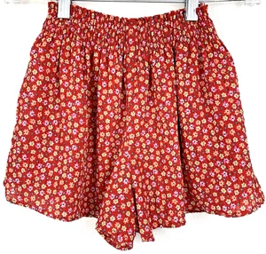 Zara Girls Red Floral Skort Skirt Size 6 Elastic Waist - Picture 1 of 4