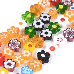 56 piezas/hebras flores hechas a mano cuentas de vidrio Millefiori colorido espaciador suelto 6,4 ~ 9 mm - Imagen 1 de 3