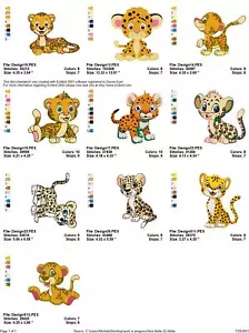 10 LINDOS DISEÑOS DE MÁQUINA DE BORDAR GUEPARDOS BEBÉ LEOPARDOS COLECCIÓN PES USB - Imagen 1 de 11