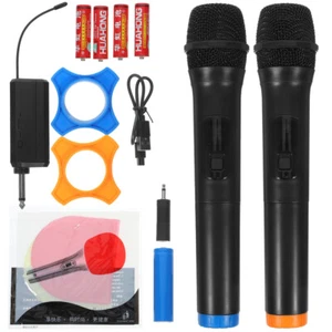2x Wireless Microphone Handheld Cordless UHF Dynamic Mic System Karaoke Receiver - Picture 1 of 10