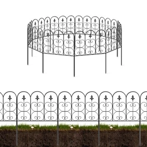 5-Panel Decorative Garden Fence, Dog Barrier & Border, Black, 31.7'' H x 10 ft L - Picture 1 of 7