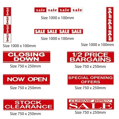 3 x NEW POSTER BANNERS Shop Sign Window Banner Poster Reusable FOR SHOP WAREHOUS