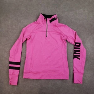 Pink Victoria Secrets Sweatshirt Womens Small Pink Long Sleeve 1/4 Zip Stretch - Picture 1 of 7