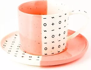 Dipped Two Tone Cup & Saucer Set (Pink) | Colourful High Grade Ceramic Coffee & - Picture 1 of 5