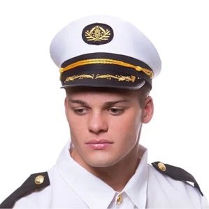Adulto MARINERO CAPITÁN GORRA Sombrero Barco Marino Ancla Elegante Vestido Náutico Marinero - Imagen 1 de 1