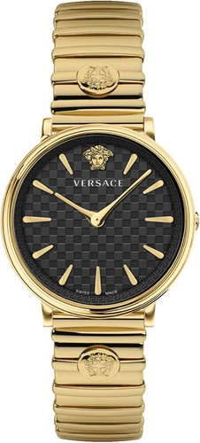 Versace VE8104722 V Circle Lady nero oro acciaio inox orologio da polso donna NUOVO
