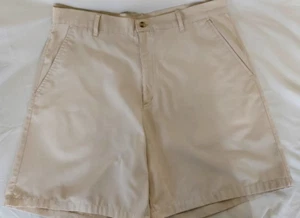 CROSSBOW Men Beige Short Pants Size 36 Chino Flat Front - Picture 1 of 12